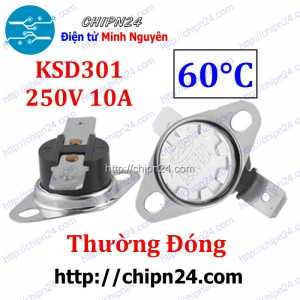 (F182) Cầu Chì Nhiệt KSD301 Thường Đóng 60 Độ (10A 250VAC) (tắt nguồn do nhiệt độ quá cao)