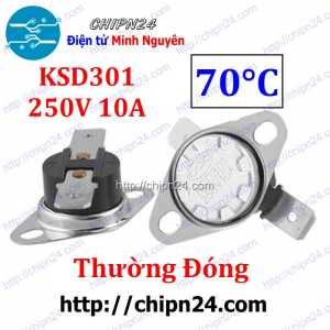 [F72] Cầu Chì Nhiệt KSD301 Thường Đóng 70 Độ (10A 250VAC) (tắt nguồn do nhiệt độ quá cao)