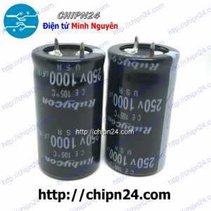 Tụ hóa 1,000uF 250V Đen Rubycon (25x50mm) (1000uF 250V)