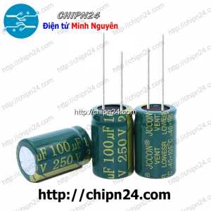 (J35) Tụ hóa 100uF 250V Xanh Lá (16x25mm) (Tần số cao)