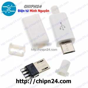 (K153) Đầu+Vỏ nhựa Micro USB V3 Trắng