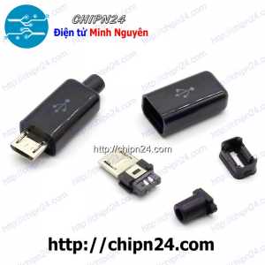 Đầu+Vỏ nhựa Micro USB V3 Đen