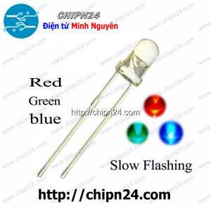 [25 con] Led 3mm trong 7 Màu RGB 2 chân (Nháy chậm)