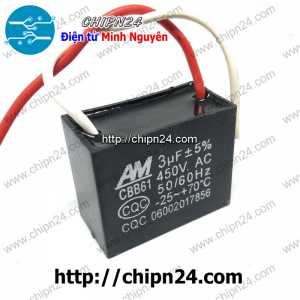 Tụ quạt 3uF 450V CBB61 (Tụ đề Kapa, dùng trong quạt điện, động cơ điện nhỏ)