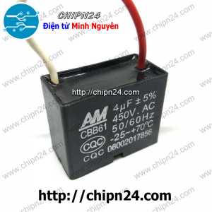 (N62) Tụ quạt 4uF 450V CBB61 (Tụ đề Kapa, dùng trong quạt điện, động cơ điện nhỏ)