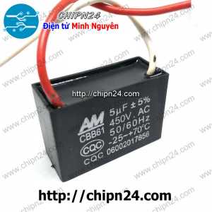 (N64) Tụ quạt 5uF 450V CBB61 (Tụ đề Kapa, dùng trong quạt điện, động cơ điện nhỏ)