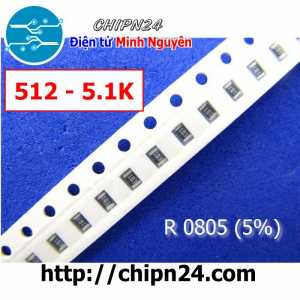 [50 con] (G16) Điện Trở dán SMD 0805 5K1 5% (Ký hiệu 0805 512)