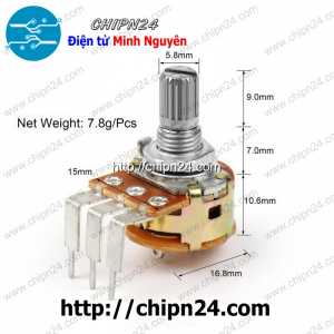 (F164) Biến trở Volume Đơn WH148 có Công tắc 100K (B100K B104 với Chân cong với công tắc)