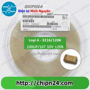 (K303) Tụ Tantalum Dán SMD 3216 100uF 10V (107A) (Loại A) (3.2x1.6mm) (3.2x1.6MM)