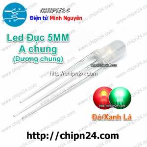 [25 con] Led 2 màu 3 chân 5MM Đục Dương chung (Đỏ/Xanh Lá)