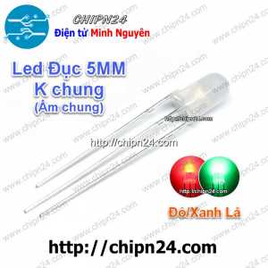 [25 con] (TK10, H6) Led 2 màu 3 chân 5MM Đục Âm chung (Đỏ/Xanh Lá)