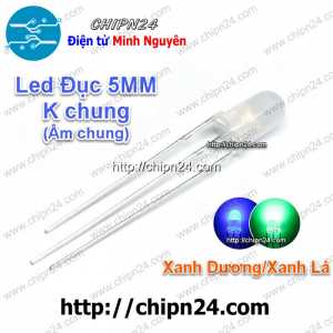 [25 con] (TK10) Led 2 màu 3 chân 5MM Đục Âm chung (Xanh Dương/Xanh Lá)