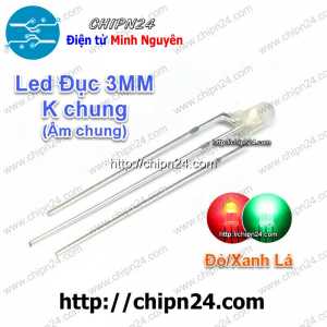 [25 con] (TK14, H2) Led 2 màu 3 chân 3MM Đục Âm chung (Đỏ/Xanh Lá)