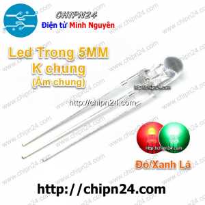 [25 con] (TK8, H8) Led 2 màu 3 chân 5MM Trong Âm chung (Đỏ/Xanh Lá)
