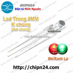 [25 con] (TK8) Led 2 màu 3 chân 5MM Trong Âm chung (Đỏ/Xanh Lá)