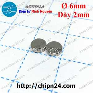 Nam châm Tròn phi 6mm dày 2mm