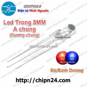 [25 con] (TK7) Led 2 màu 3 chân 5MM Trong Dương chung (Đỏ/Xanh Dương)