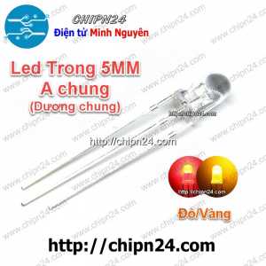 [25 con] Led 2 màu 3 chân 5MM Trong Dương chung (Đỏ/Vàng)