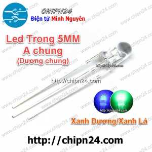 [25 con] Led 2 màu 3 chân 5MM Trong Dương chung (Xanh Dương/Xanh Lá)