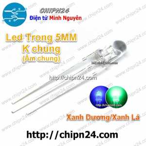 [25 con] (TK8, H8) Led 2 màu 3 chân 5MM Trong Âm chung (Xanh Dương/Xanh Lá)