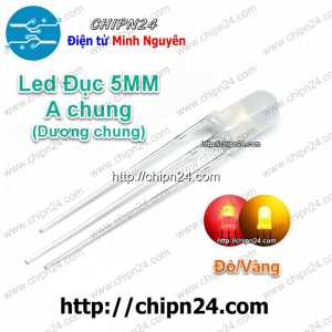 [25 con] Led 2 màu 3 chân 5MM Đục Dương chung (Đỏ/Vàng)