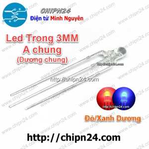 [25 con] (TK11, H3) Led 2 màu 3 chân 3MM Trong Dương chung (Đỏ/Xanh Dương)