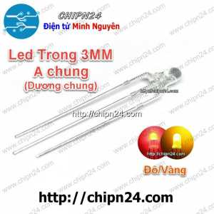 [25 con] (TK11, H3) Led 2 màu 3 chân 3MM Trong Dương chung (Đỏ/Vàng)
