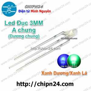 [25 con] (TK13, H1) Led 2 màu 3 chân 3MM Đục Dương chung (Xanh Dương/Xanh Lá)