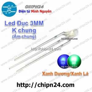 [25 con] (TK14, H2) Led 2 màu 3 chân 3MM Đục Âm chung (Xanh Dương/Xanh Lá)
