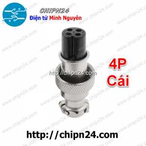 Jack GX12-4P Cái 15A 250V (Jack điện, tín hiệu, nối nguồn nhiều chân)