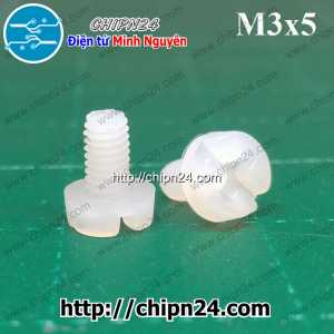 [10 con] () Vít nhựa M3 dài 5mm (Vít nhựa M3x5)