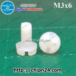 [10 con] () Vít nhựa M3 dài 6mm (Vít nhựa M3x6)