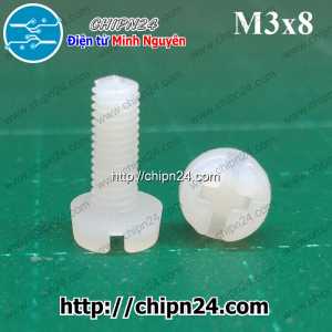 [10 con] () Vít nhựa M3 dài 8mm (Vít nhựa M3x8)