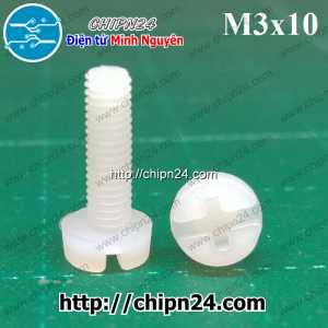 [10 con] (F51) Vít nhựa M3 dài 10mm (Vít nhựa M3x10)