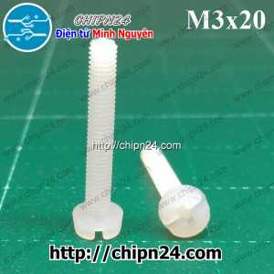 (F52) Vít nhựa M3 dài 20mm (Vít nhựa M3x20)