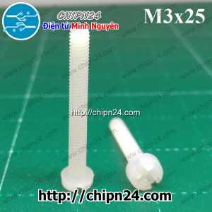 Vít nhựa M3 dài 25mm (Vít nhựa M3x25)