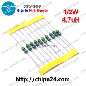 [10 cái] Cuộn cảm vạch 4.7uH 1/2W (DIP 0410 4.7uH)
