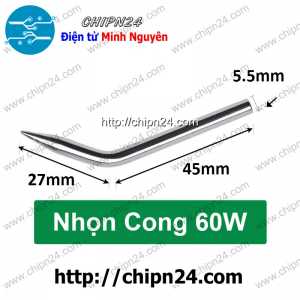 Đầu Mũi hàn Nhọn Cong 60W (cho Mỏ hàn Nung)