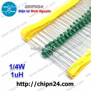 [10 cái] (K181) Cuộn cảm vạch 1uH 1/4W (DIP 0307 1uH)