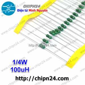 [10 cái] Cuộn cảm vạch 100uH 1/4W (DIP 0307 100uH)