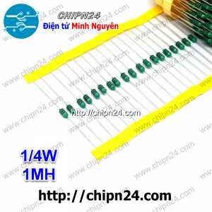 [10 cái] (K185) Cuộn cảm vạch 1MH 1/4W (DIP 0307 1MH)