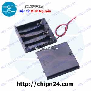 Hộp Đế pin 4 viên AA (có nắp, có công tắc)