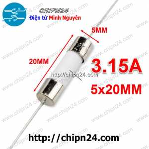 (K424) Cầu Chì Sứ 5x20mm 3.15A 250V Chân Cắm