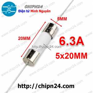 (K424) Cầu Chì Sứ 5x20mm 6.3A 250V Chân Cắm