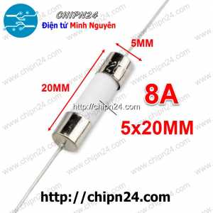 (K422) Cầu Chì Sứ 5x20mm 8A 250V Chân Cắm