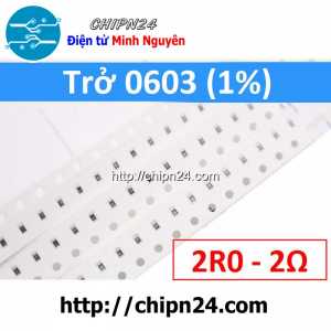 [50 con] () Điện Trở dán SMD 0603 2R 1% (Ký hiệu 0603 2R0)