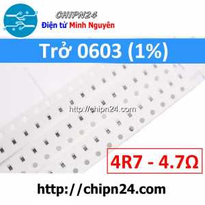 [50 con] Điện Trở dán SMD 0603 4.7R 1% (Ký hiệu 0603 4R7)