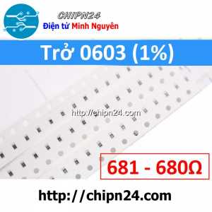 [50 con] (G45) Điện Trở dán SMD 0603 680R 1% (Ký hiệu 0603 681)