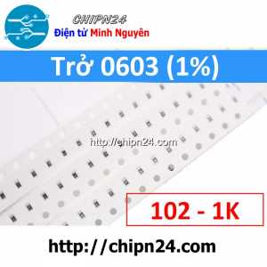 [50 con] (G45) Điện Trở dán SMD 0603 1K 1% (Ký hiệu 0603 102)
