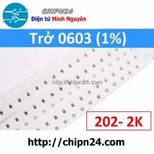 [50 con] () Điện Trở dán SMD 0603 2K 1% (Ký hiệu 0603 202)